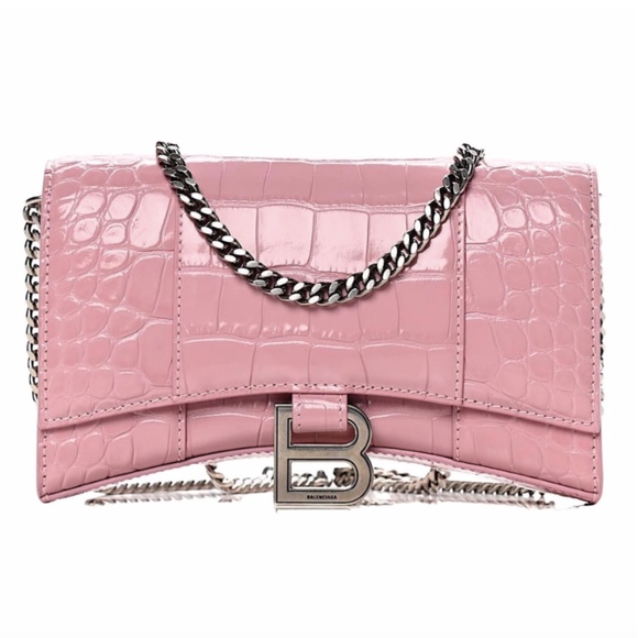 Balenciaga Hourglass Chain Wallet Candy Pink with Tag Leather Cross Body Bag - Picture 3 of 12